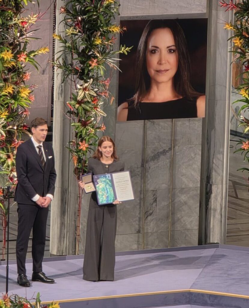 Ana Corina Sosa aparece en el Nobel de la Paz en nombre de María Corina Machado