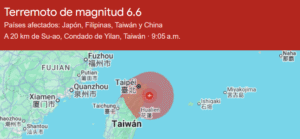 Sismo estremece Taiwán