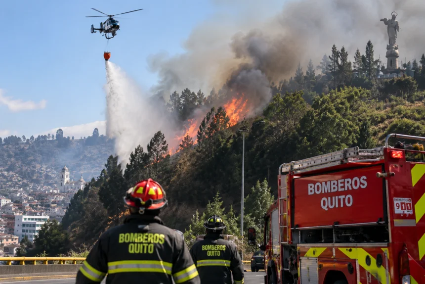 Bomberos controlan incendio Quito